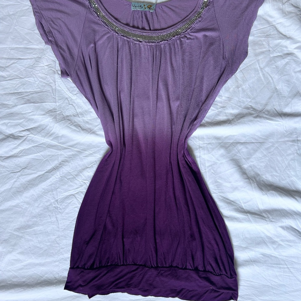 Y2K Purple Beaded Mini Dress